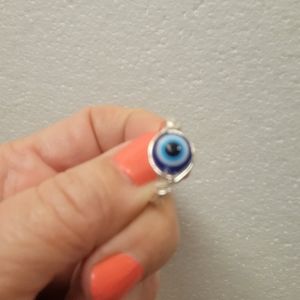 Blue, Black, White and Silver Evil Eye Ring